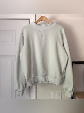 PARKE light dusty sage green cotton terry oversized mock neck boxy sweater